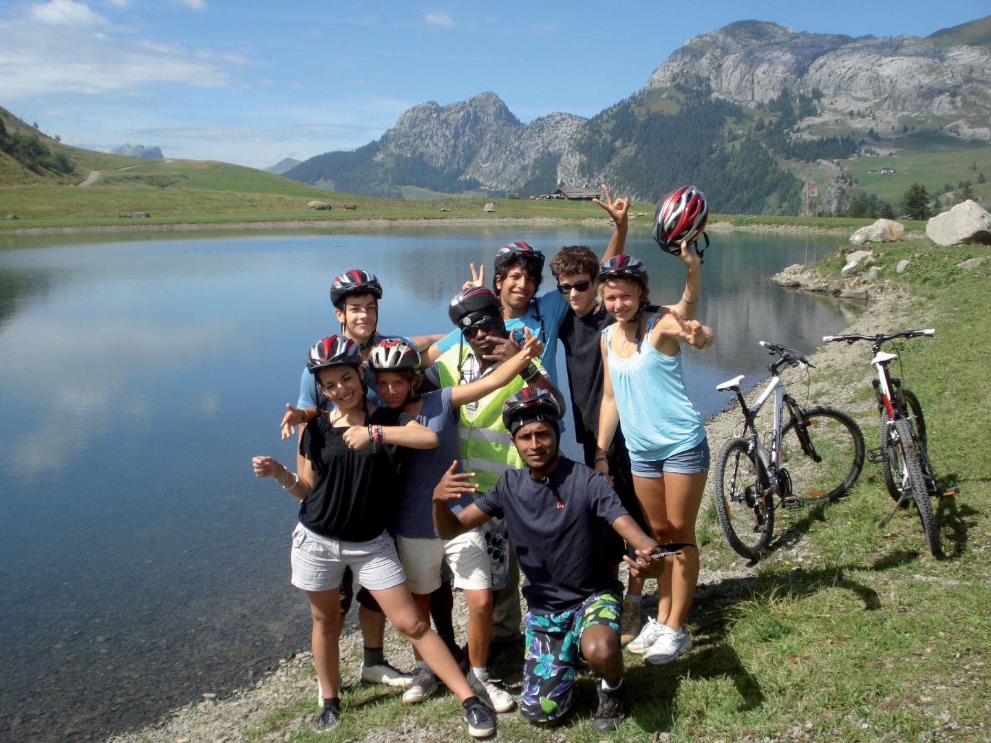Groupe élèves à vélo